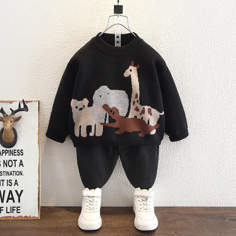 Kids Animal Print Knit Sweater Winter Thickened Long Sleeve Top — image 4