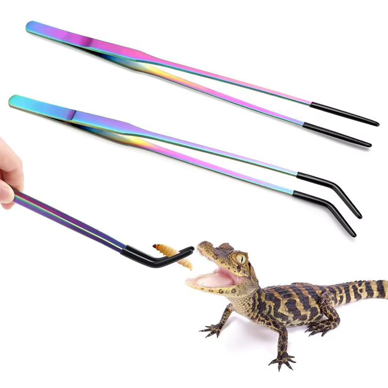 Reptile Feeding Tongs Rust Resistant Lizard Feeding Tweezers Bearded Dragon Feeder Stainless Terrarium Feeding Tool For — image 2