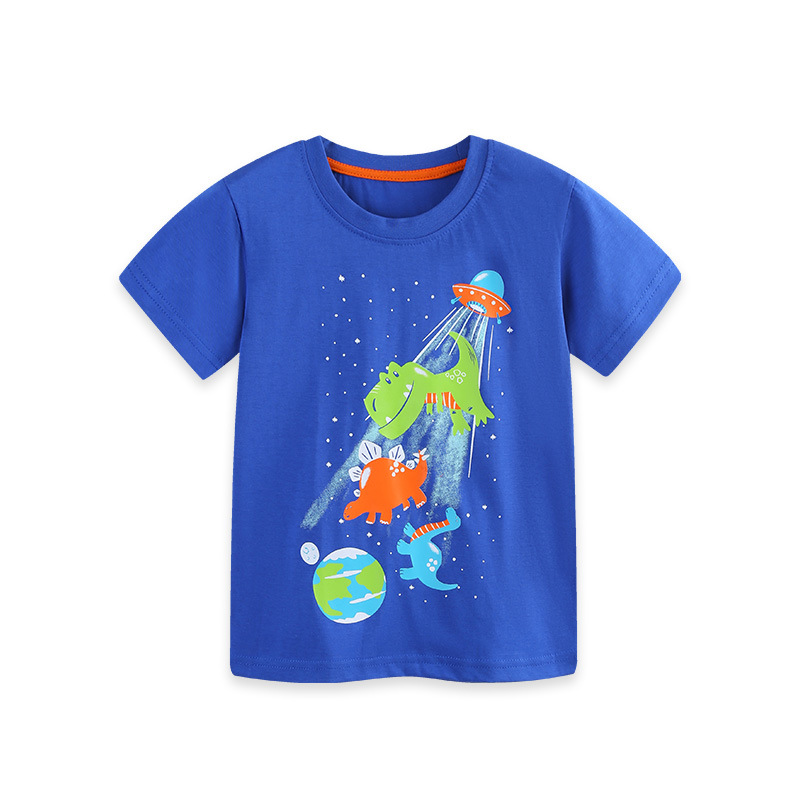 Dinosaur print short sleeved round neck T-shirt — image 2