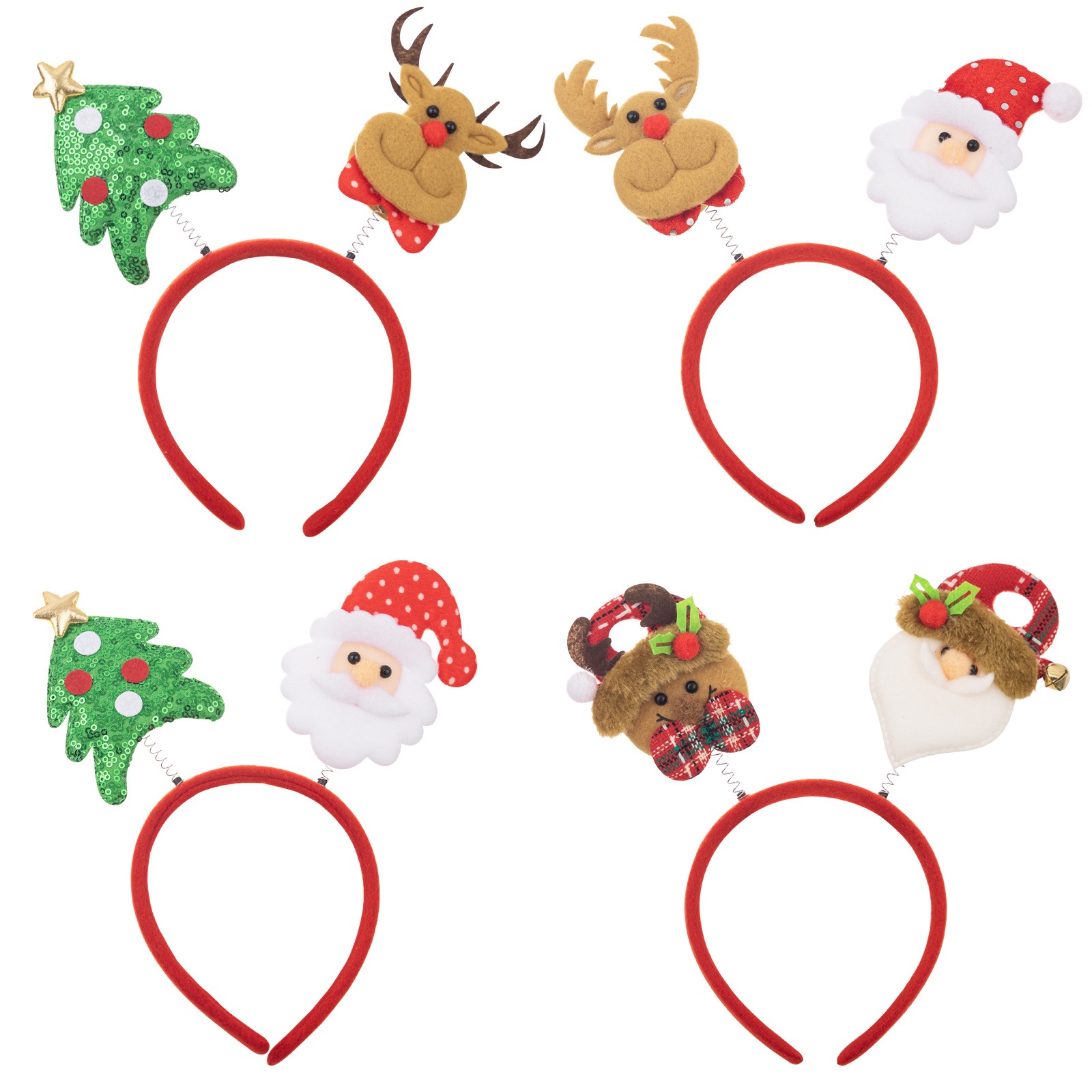 4pcs Christmas set cartoon headband Santa Claus hairpin reindeer headband — image 2