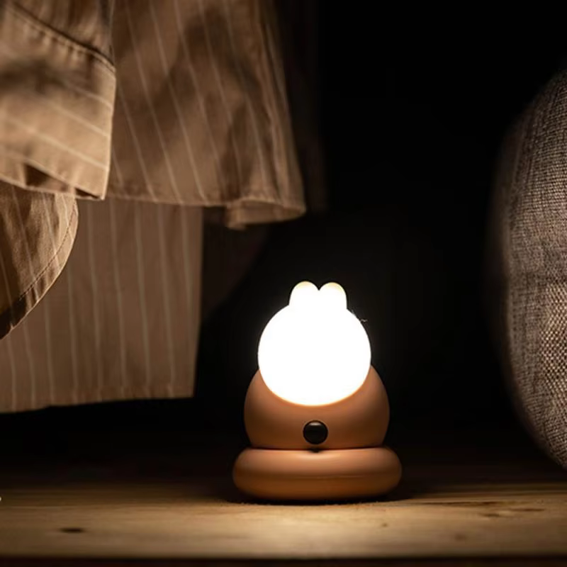 Cute Rabbit Human Body Induction Lamp Led Pat Silicone Charging Cabinet USB Night Light Wall Induction Corridor Lamp — image 3