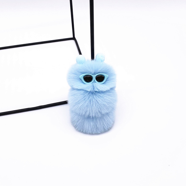 New Cute Caterpillar Key Chain Cute Candy Color Cartoon Plush Bag Pendant Car Key Chain Accessories — image 4