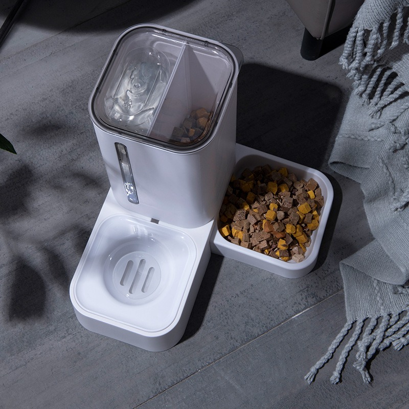 Automatic pet feeder automatic food and water dispenser plastic pet bowl double bowl dog bowl — image 1