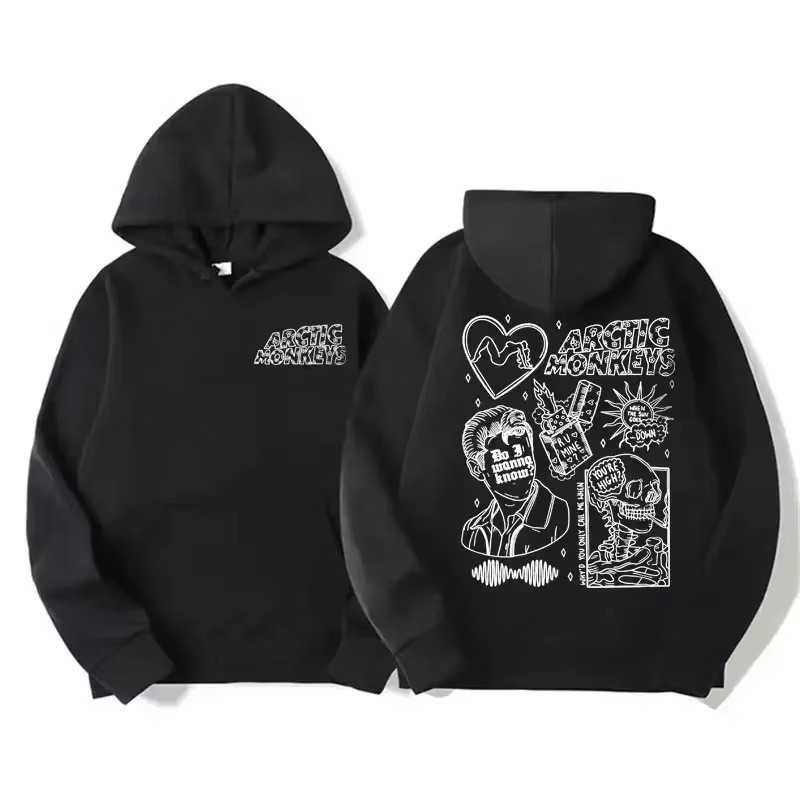 Vintage Rock Arctic Monkeys Album Print Black Hoodie Men's Y2K Sweatshirt — image 15