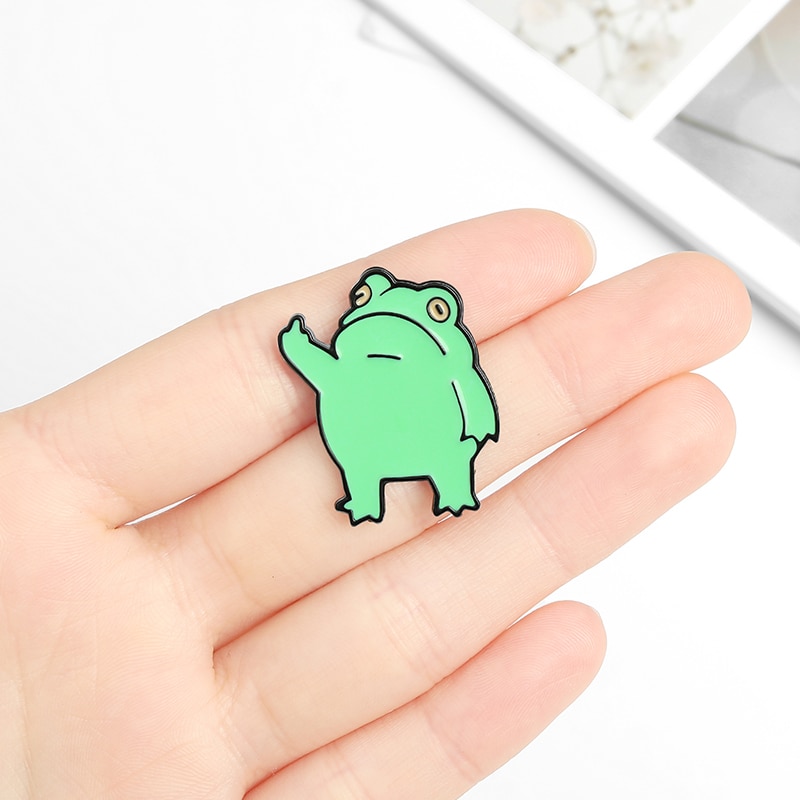 Funny Frog Enamel Pin Custom Cool Animal Brooches Bag Lapel Pin Cartoon Froggy Badge Jewelry Gift for Friends — image 4