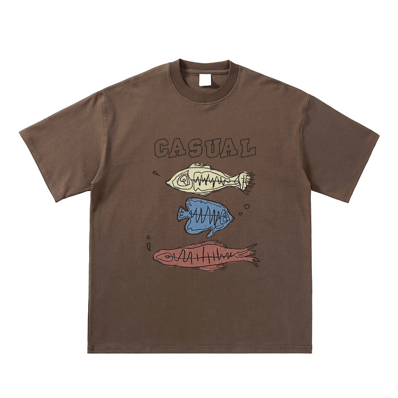 Painting graffiti fish cartoon short sleeved T-shirt — image 6