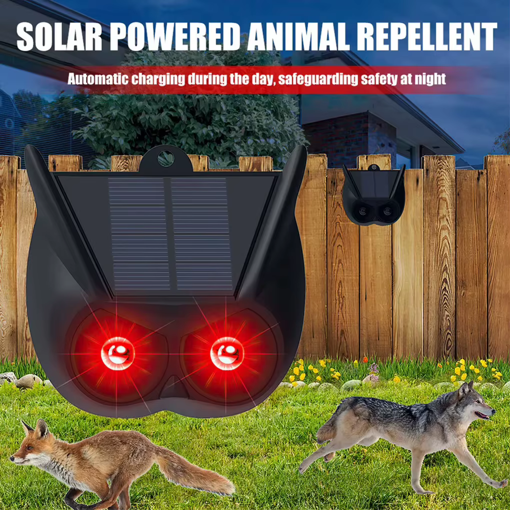 New Solar Animal Repellent Device IP55 Waterproof Wild Boar Rabbit Repeller Nighttime Deer Deterrent For Fox Raccoon Coyote — image 3