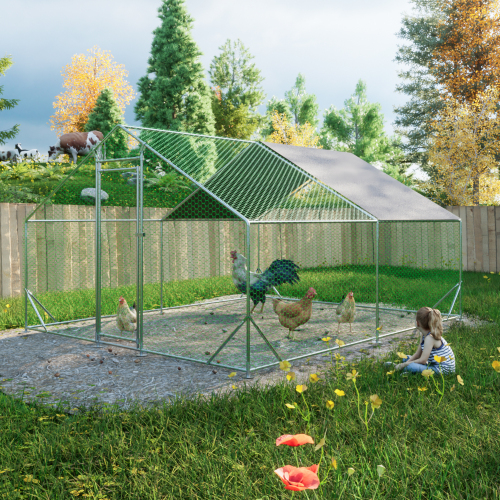 Large Metal Chicken Coop, Walk-in Chicken Run, Galvanized Wire Poultry Chicken Hen Pen Cage, Rabbits Duck Cages With Waterproof And Anti-Ultraviolet Cover For Outside 10 L X 13 W X 6.56 H — imagen 7