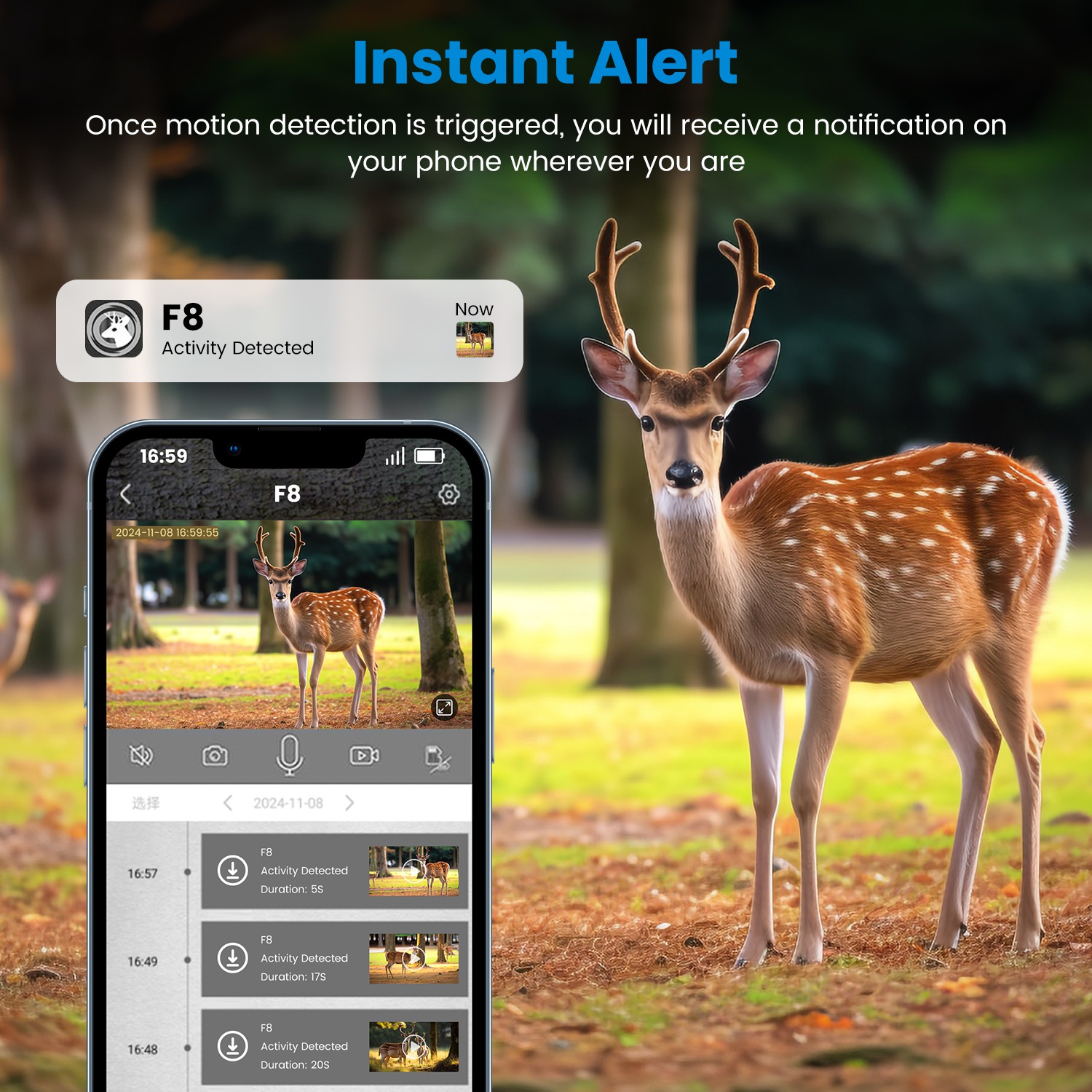 4G 4K 30FPS Solar Trail Camera Outdoor Wildlife Camera Motion Activated IP66 Waterproof With 140 Degree Viewing Angle No Glow Night Vision SIM Card APP Control No WiFi Needed — image 7