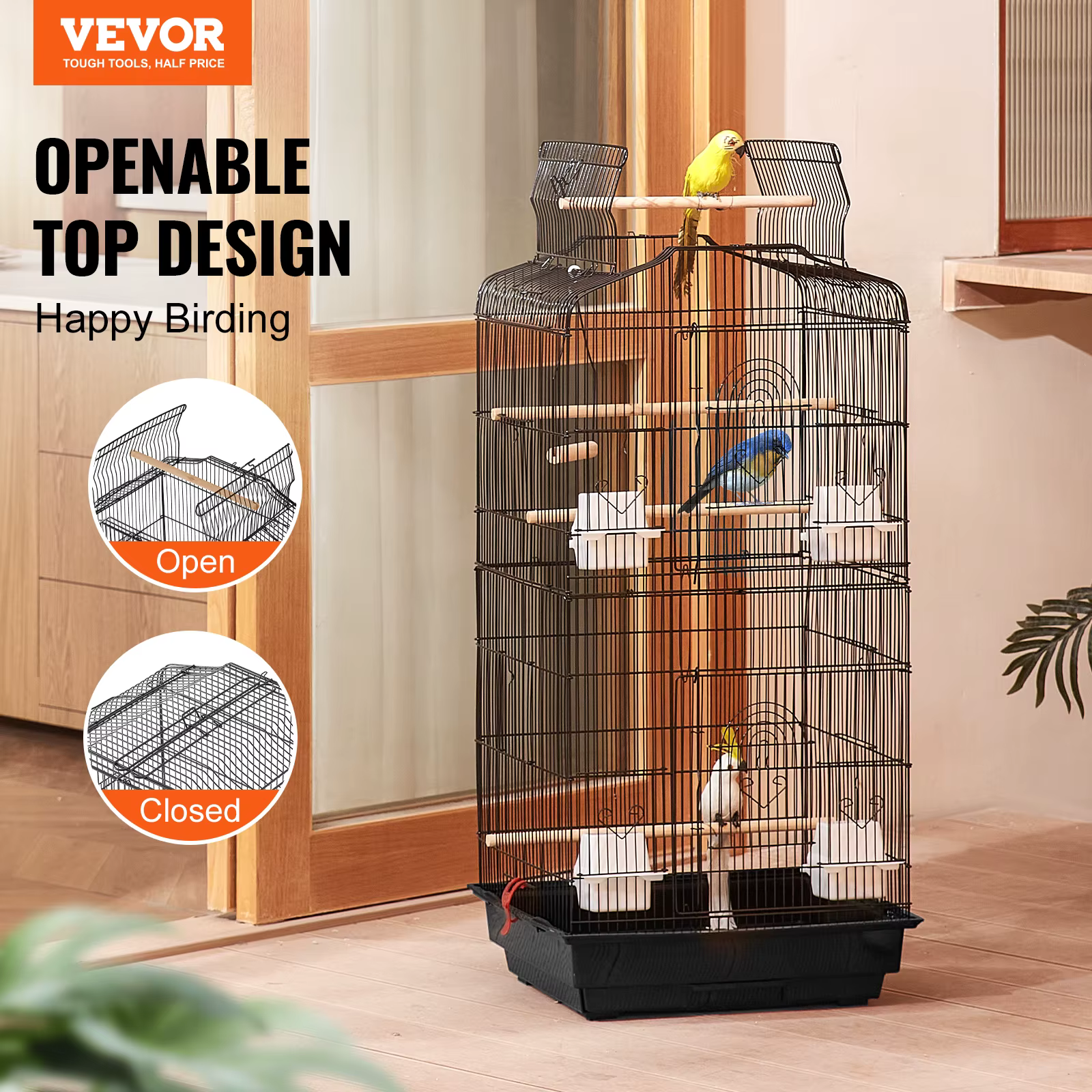 Cage de pájaro abierto grande para aves de todo tipo - Volante para mascotas con columpio y percha — imagen 2