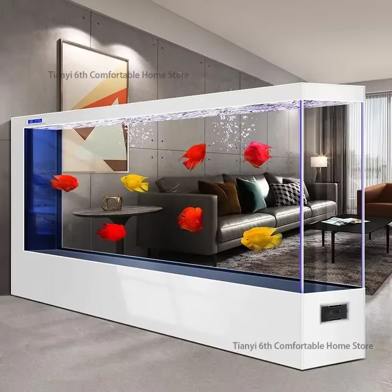 Super Large Transparent Luxury Aquariums Appreciate Originality Design Long Floor-to-ceiling Fishbowl Pet Products すいそう FYFT — image 3