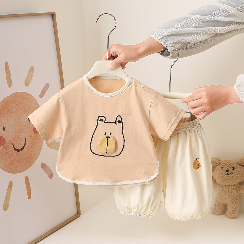 Cute Bear Print Short Sleeve T-Shirt Set for Toddler Boys, Printed Two-Piece — image 6