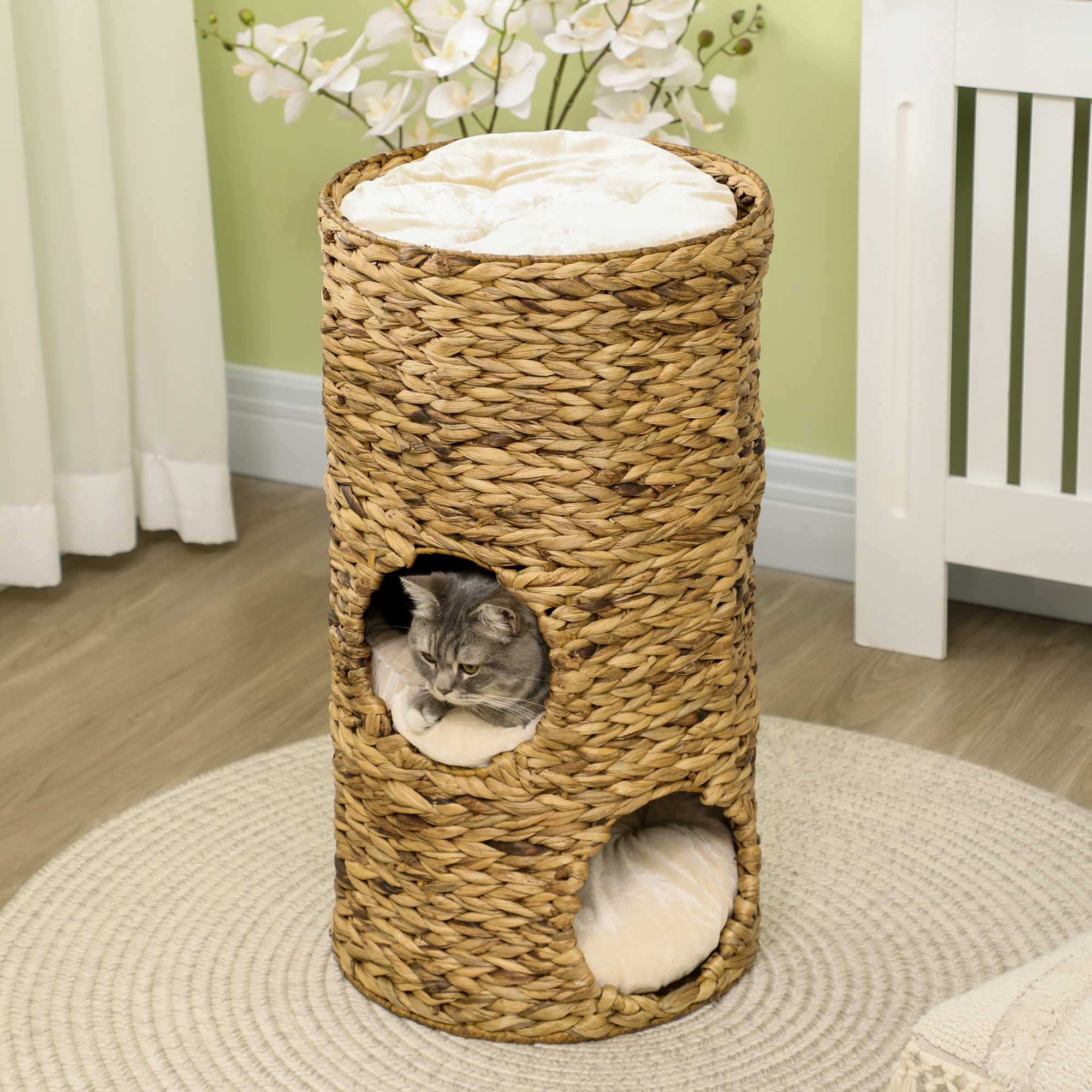 Torre para Gatos de 3 Niveles con Escondites, Colina para Felinos en Interiores — imagen 6