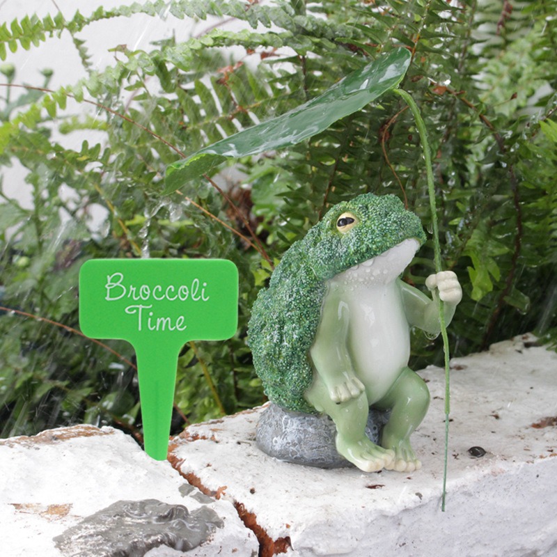 Ornamento de rana de brocoli para jardín de patio paisaje animal roca — imagen 5