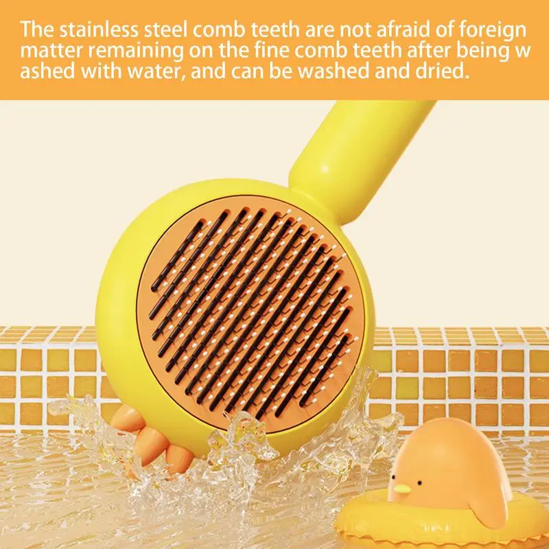 Cepillo para Perros Auto-Limpio Dientes de Acero Inoxidable Cepillador para Mascotas Fácil Eliminación de Pelos y Masaje Multifuncional Suministros para Mascotas — imagen 3