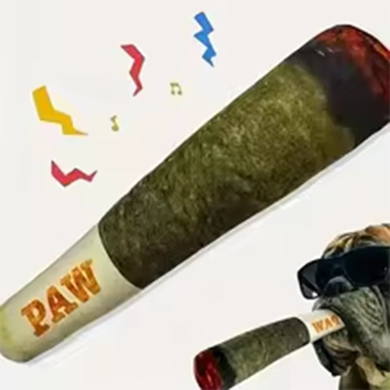 Funny Interactive Dog Toys Cigar Design Plush Squeaky Pet Toys Grinding Teeth Creative Chew Cool Stuffed Gifts for Dog Birthday — image 1