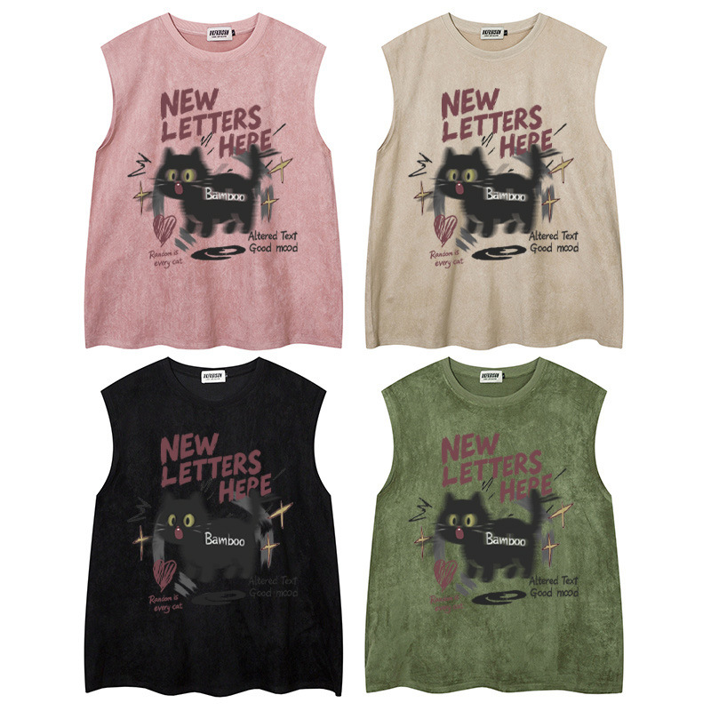Shocking Black Cat Printed Tank Top — image 6