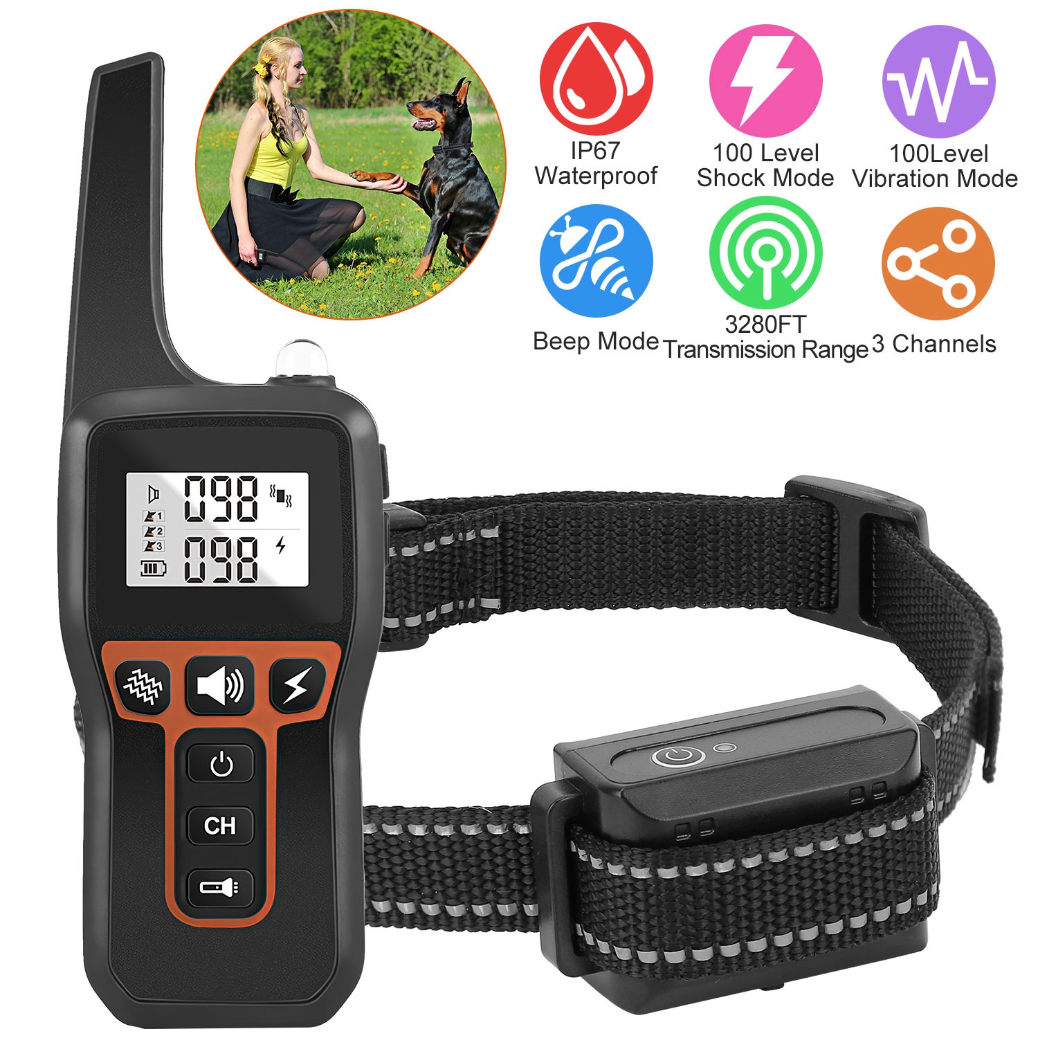 Collar de Entrenamiento Solo - Opción para Collar Completo: 3280FT Collar de Perro IP67 Impermeable con Sonido, Vibración y Corrección Eléctrica — imagen 1
