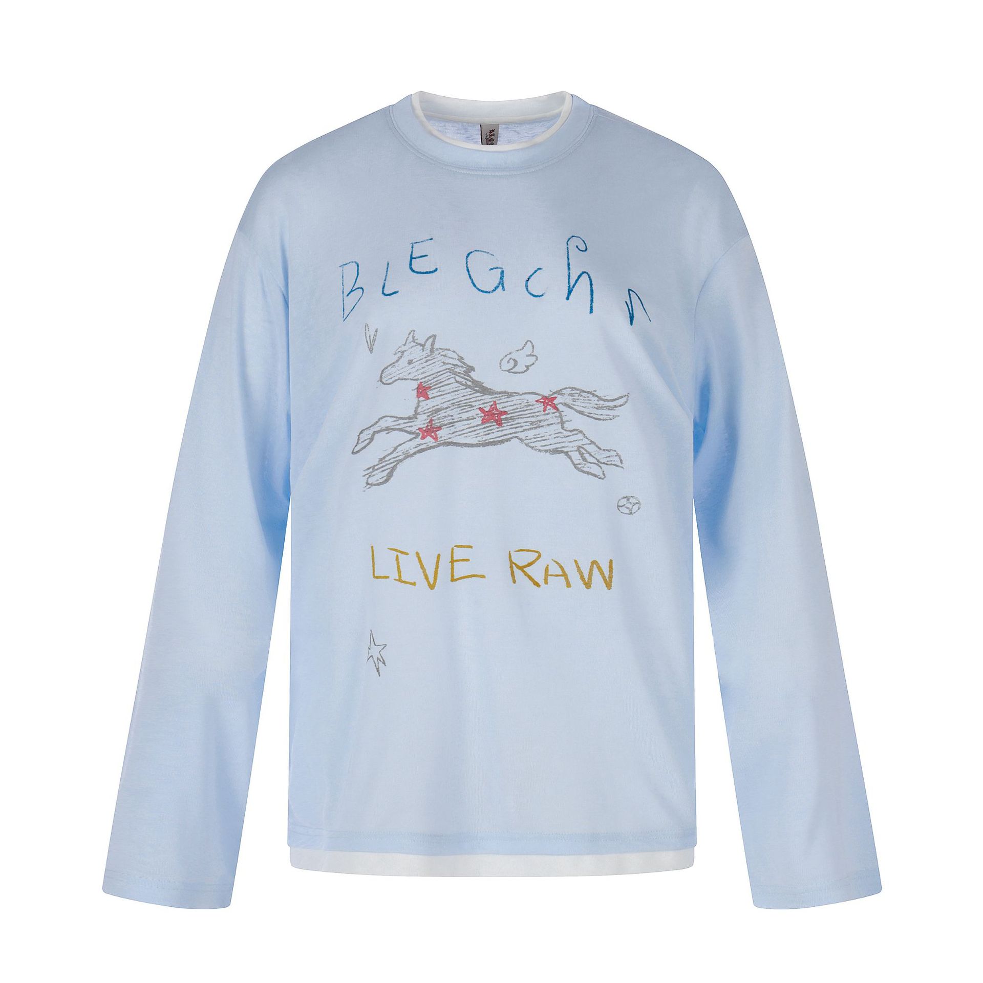 Hand-painted Horse Graffiti Print Long Sleeve Loose Fit Unisex T-Shirt — image 8