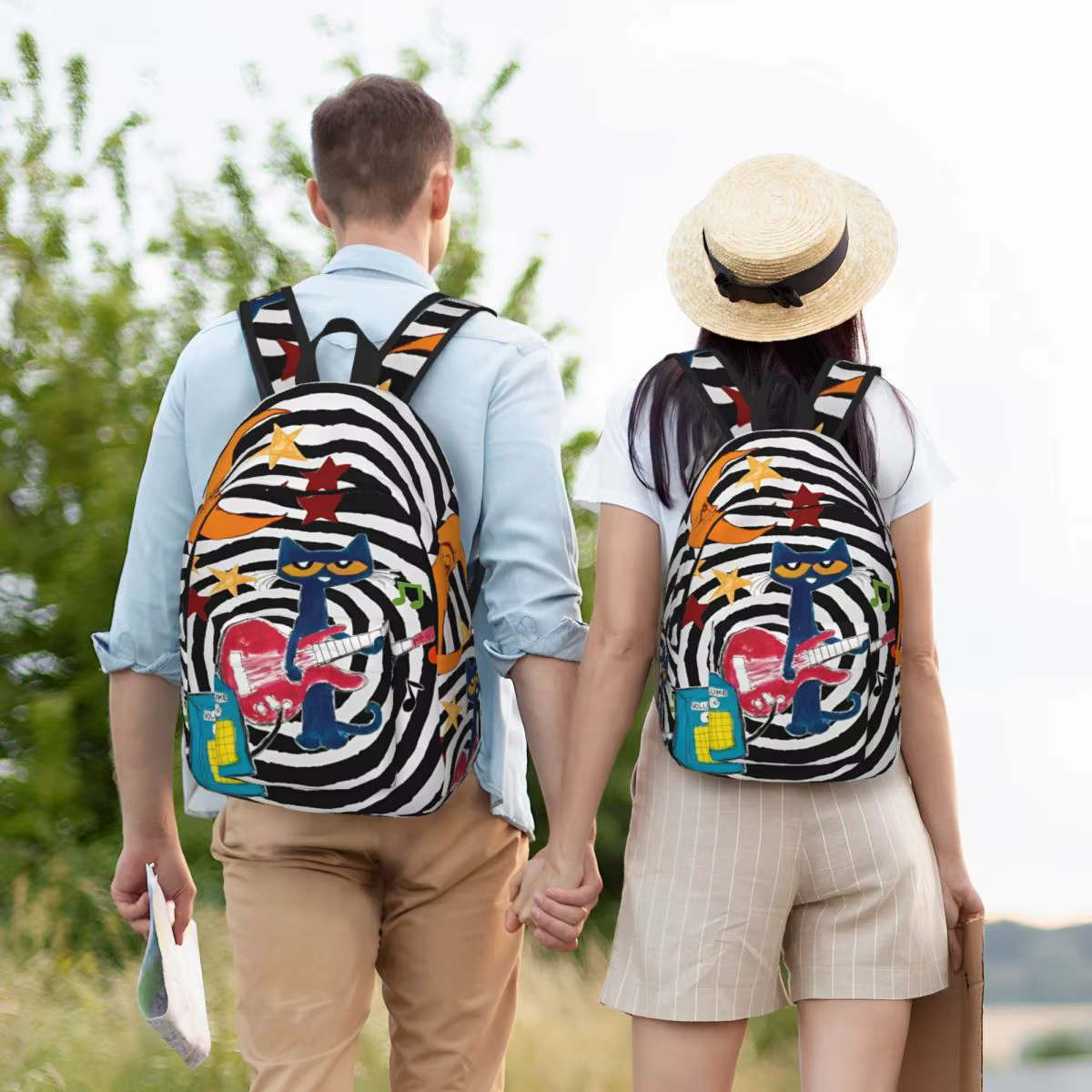 Pete The Cat I Love My White Shoes Cool Backpack High School Hiking Travel Cartoon Cats Daypack for Men Women Laptop Canvas Bags — image 6