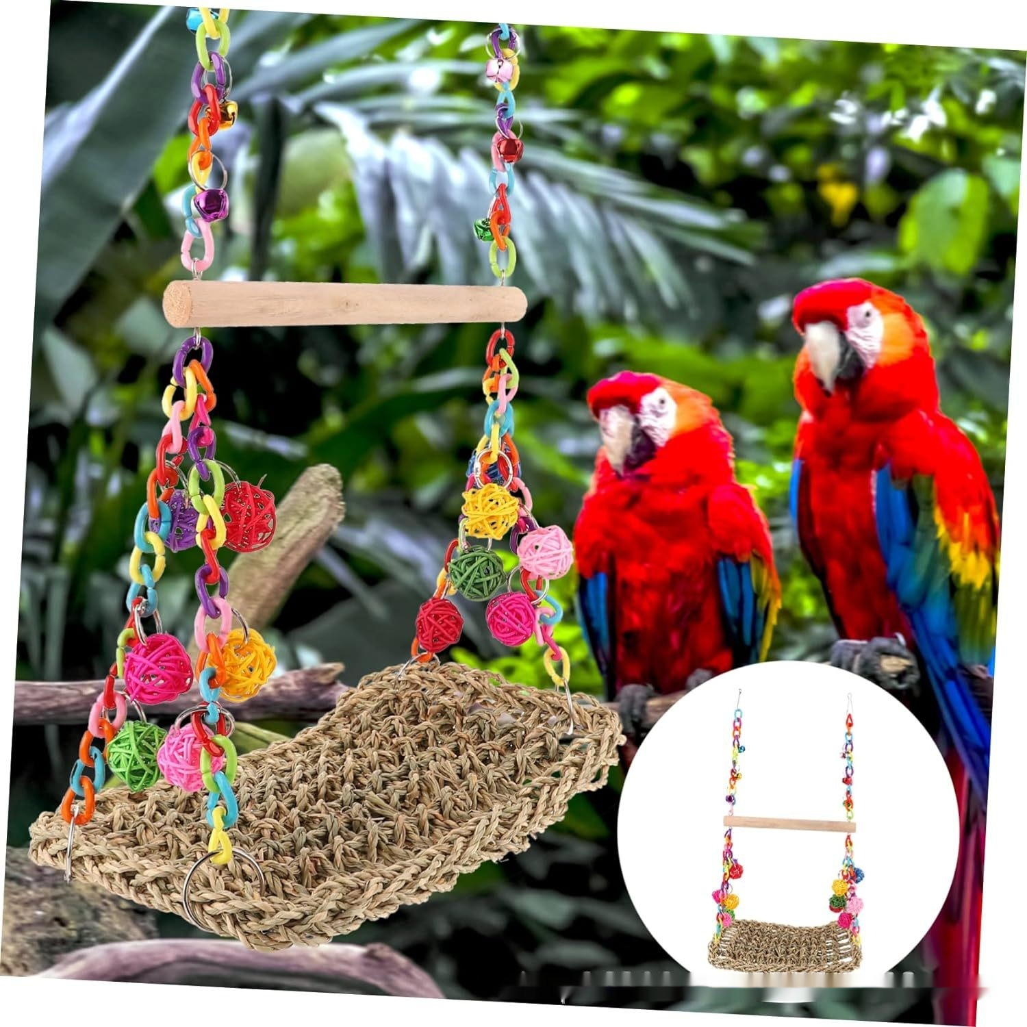 Juguetes para Loros Redil de Escalada y Hammock Medio y Grande Juguete para Caja de Aves — imagen 19