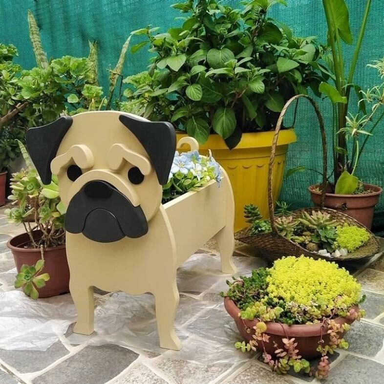 New Supply Garden Art Decoration Dog Flower Pot Planter Cat Stand Flower Pot — image 5