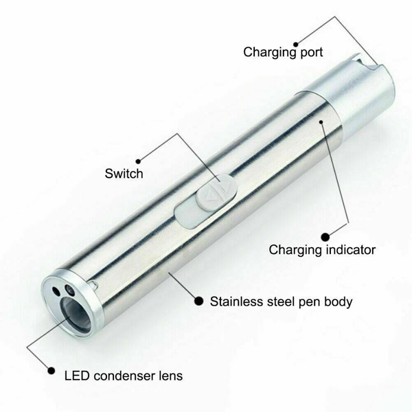 2PCS 3 in1 1mw USB Rechargeable Pet Toy Pen Flashlight Red laser Beam UV Light 3-Modes Lamp — image 2