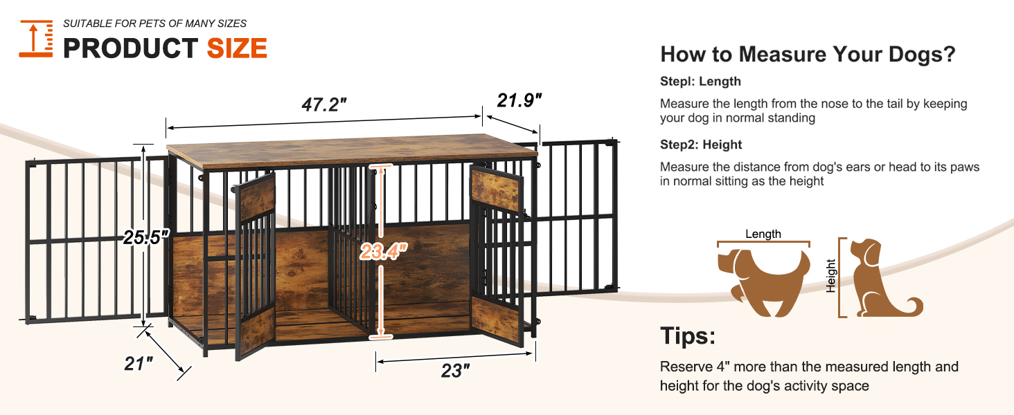 Wooden Dog Crate Furniture, Large Dog Kennel with Storage Top, Indoor Pet Cage — image 2