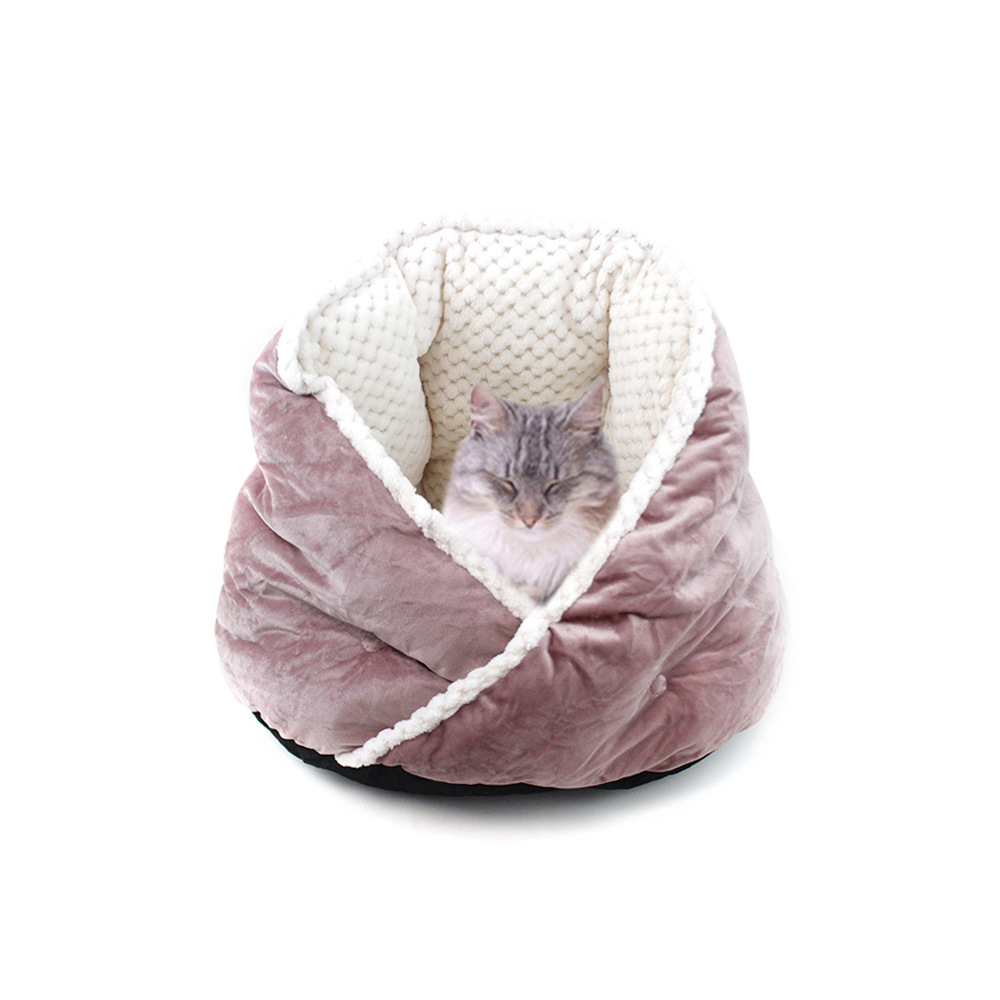 Autumn And Winter Pet Warm Hug Cuddle Round Depth Diamond Creative Soft Beibei Velvet Inner Bile Kennel Cat Bed — image 2