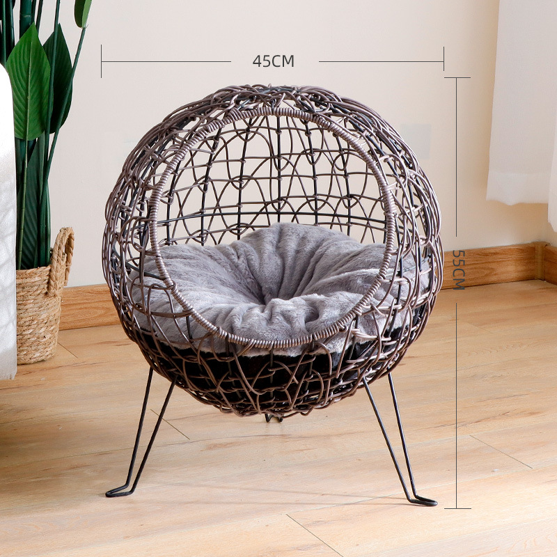 Cama para Gatos de Imitación Rattán Térmica Semi-Cerrada Universal Limpiable para Todo el Año — imagen 3