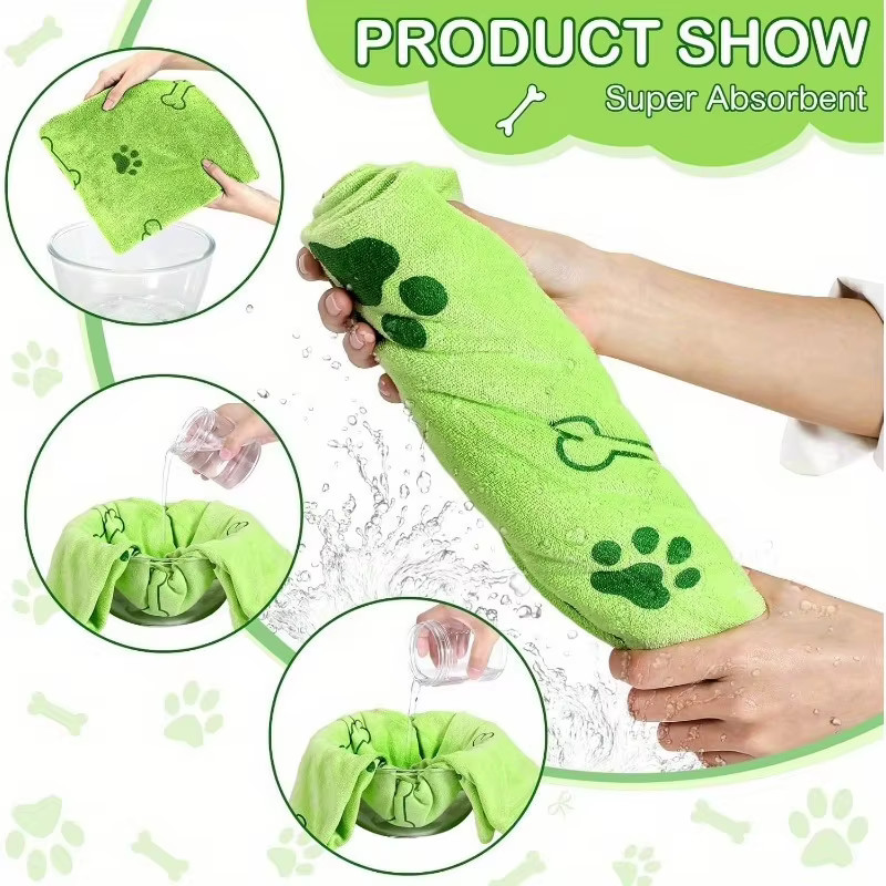 Quick-Dry Pet Towels for Medium Dogs - Soft, Absorbent Polyester with Fun Paw Print Design, Ideal for Bathing and Grooming — image 4