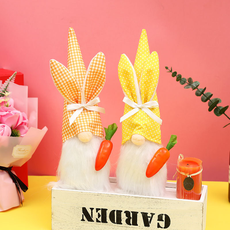 Muñeca de conejo sin cara para decoración de Pascua, muñeco de raíz — imagen 4