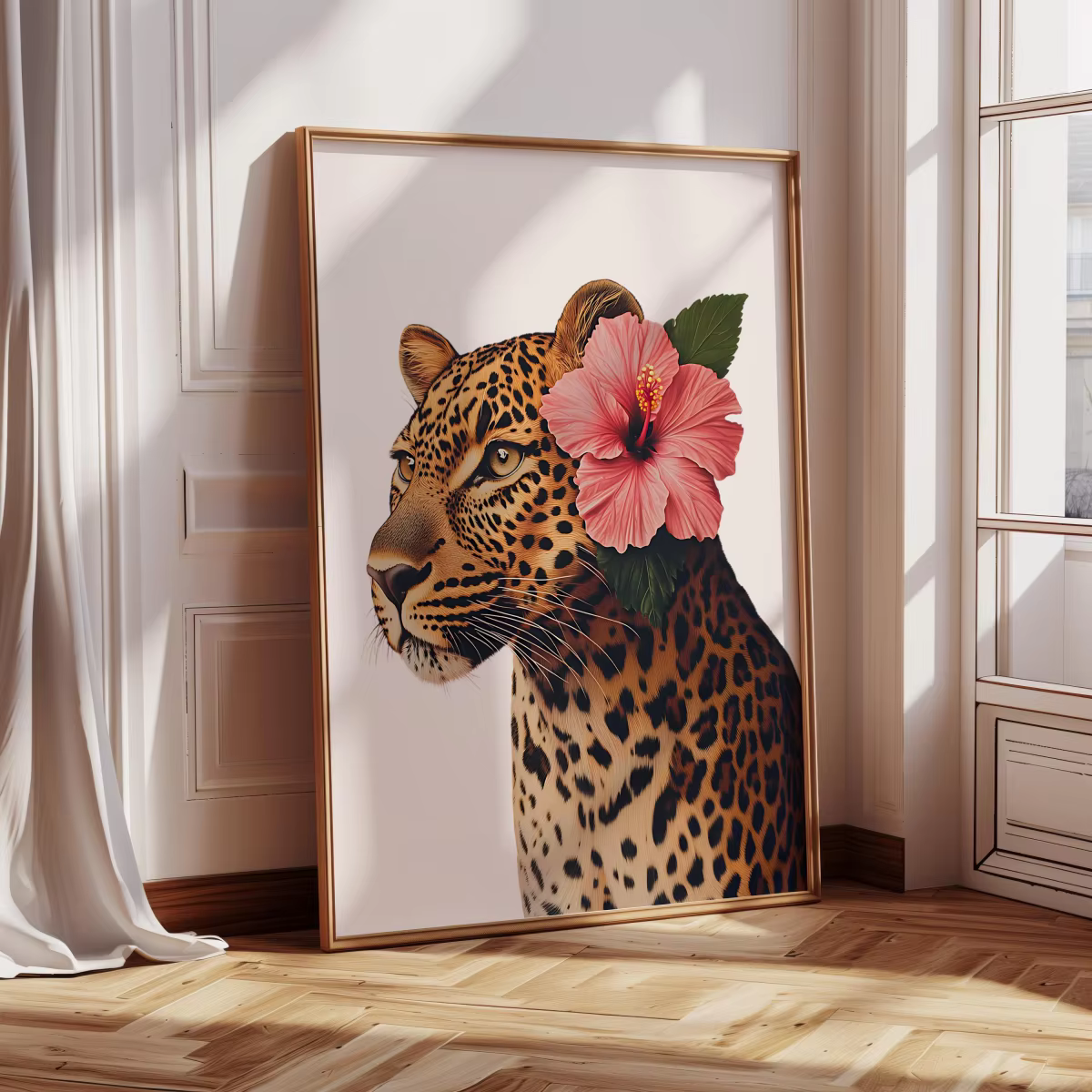 1/3pcs Funky Y2K Leopard Hibiscus Flower Pink Cheetah Canvas Print Poster Vintage Hawaiian Aloha Animal Art Prints Home Decor — image 5
