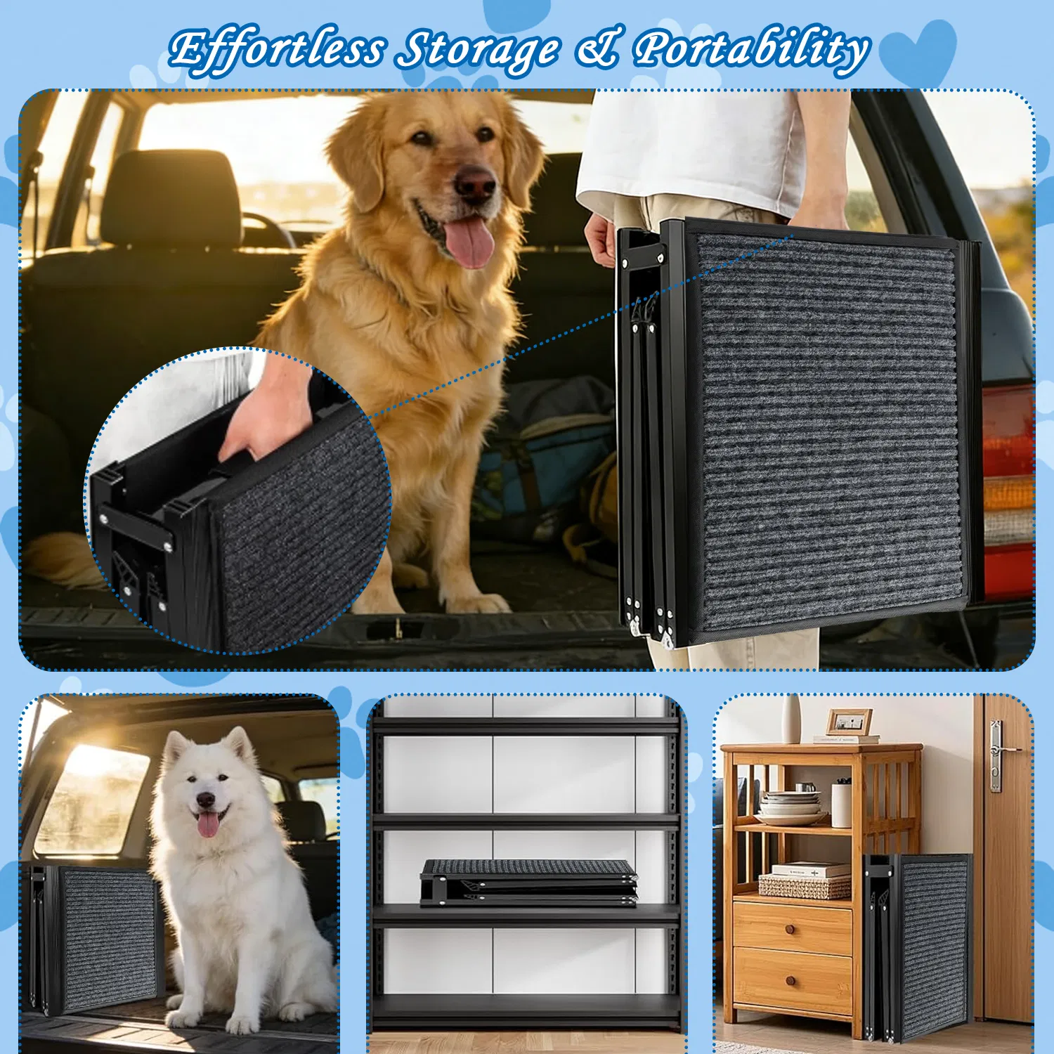 71" Long & 19" Wide Folding Dog Ramp for Car, SUV & Truck – Portable Pet Ramp with Non-Slip Surface, Extra Wide Steps — image 5