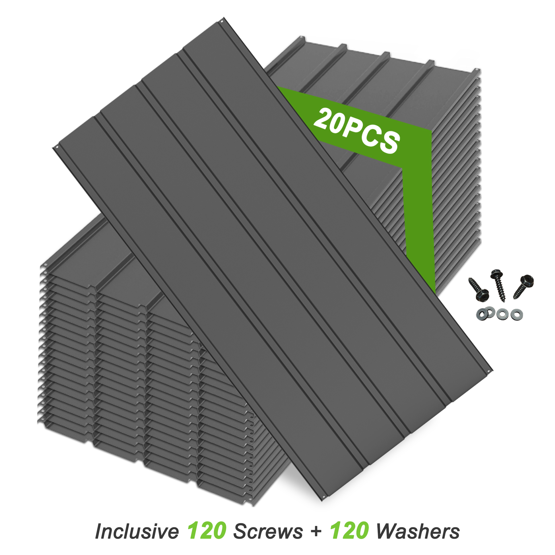 20 Piezas de Paneles Metálicos para Techo, 3.54 Pies x 1.64 Pies, Paneles Galvanizados para Techo, Paneles de Revestimiento Metálico con Tornillos de Acero, para Pérgola, Glorieta, Cobertizo, Almacenamiento Exterior, Gallinero, Patio y Garajes - Gris — imagen 3