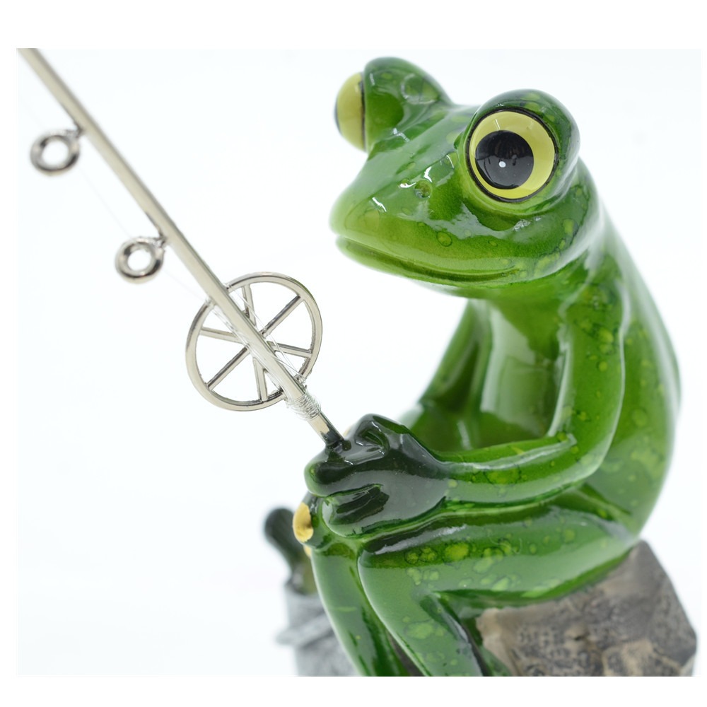 Home decoration fishing frog resin ornaments — image 2