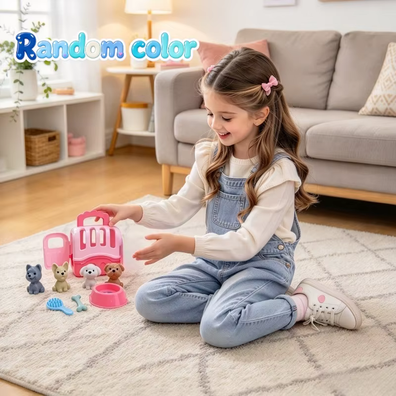 Kids Pet Care Toy Set, Dog House & Train with Doll Furniture, Cute Animal Figures, Pretend Play Educational Toys for Toddlers Gift — image 4