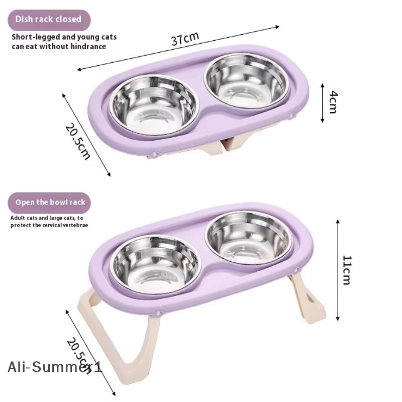 Stainless Steel Dog Bowl Foldable Cute Cat Bowl Double Bowl Leak-Proof Pet Bowl Cat And Dog Feeding Bowl Dog Rice Bowl — image 6