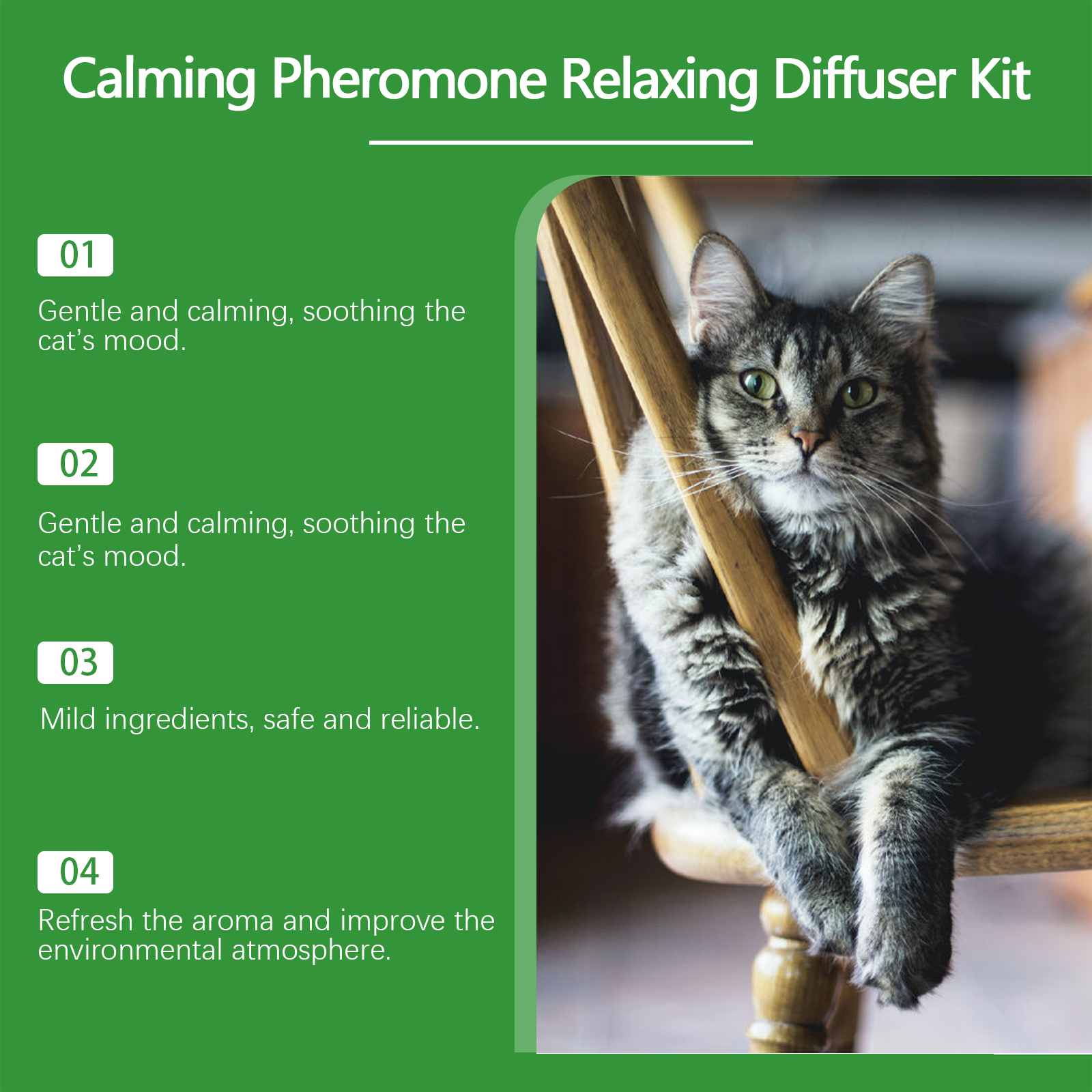 Kit de Diffusor de Fеромonas Calmantes para Gatos 45ml, Alivio del Estrés para Gatos Ansiosos y Kittenes — imagen 10