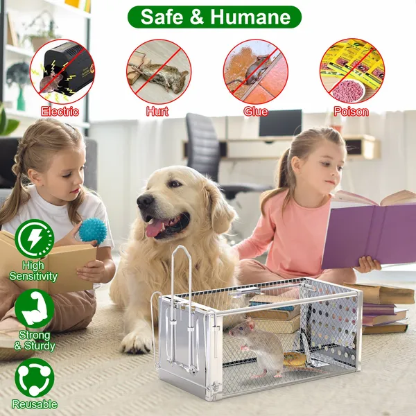 Caja de Ratón Humano con Puerta Única, Trampa para Roedores — imagen 3