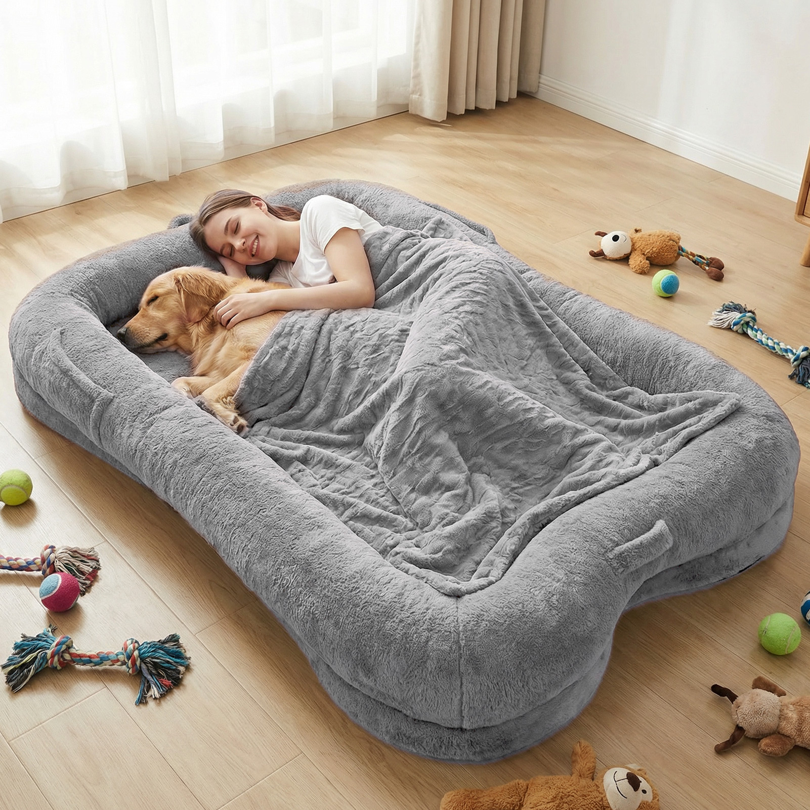 Almohada para Perros Grande Larga Duración con Bolsillo y Manta, Suave y Adecuada para Cámaras de Descanso — imagen 5