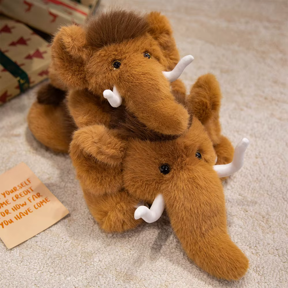 Wildlife Simulated Mammoth Plush Toy Stuffed Animal Mammut Dolls Fluffy Plushie Home Decor Gift for Christmas Birthday
