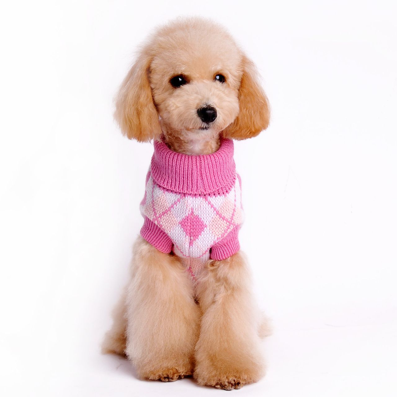 Ropa de Perro para Otoño e Invierno Sudadera Geométrica Rombo de Cuadrado Chaqueta de Lana para Mascotas Ropa de Teddy, Bichón, Poodle y Chihuahua — imagen 6