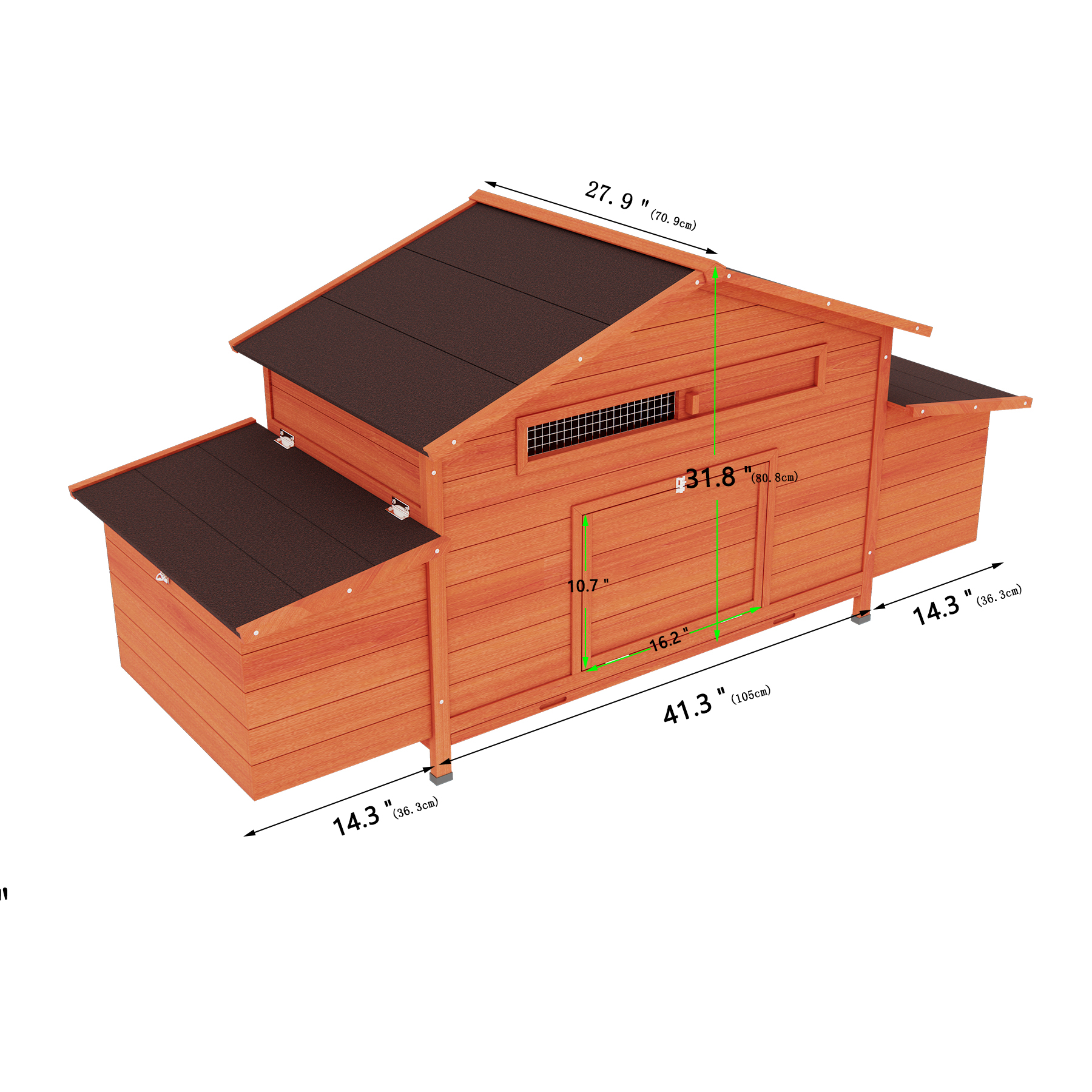 Casa de Gallinas Grande en Madera para Exterior con 2 Cajas de Incubación y 2 Puertas Libres, Plataforma Impermeable — imagen 2