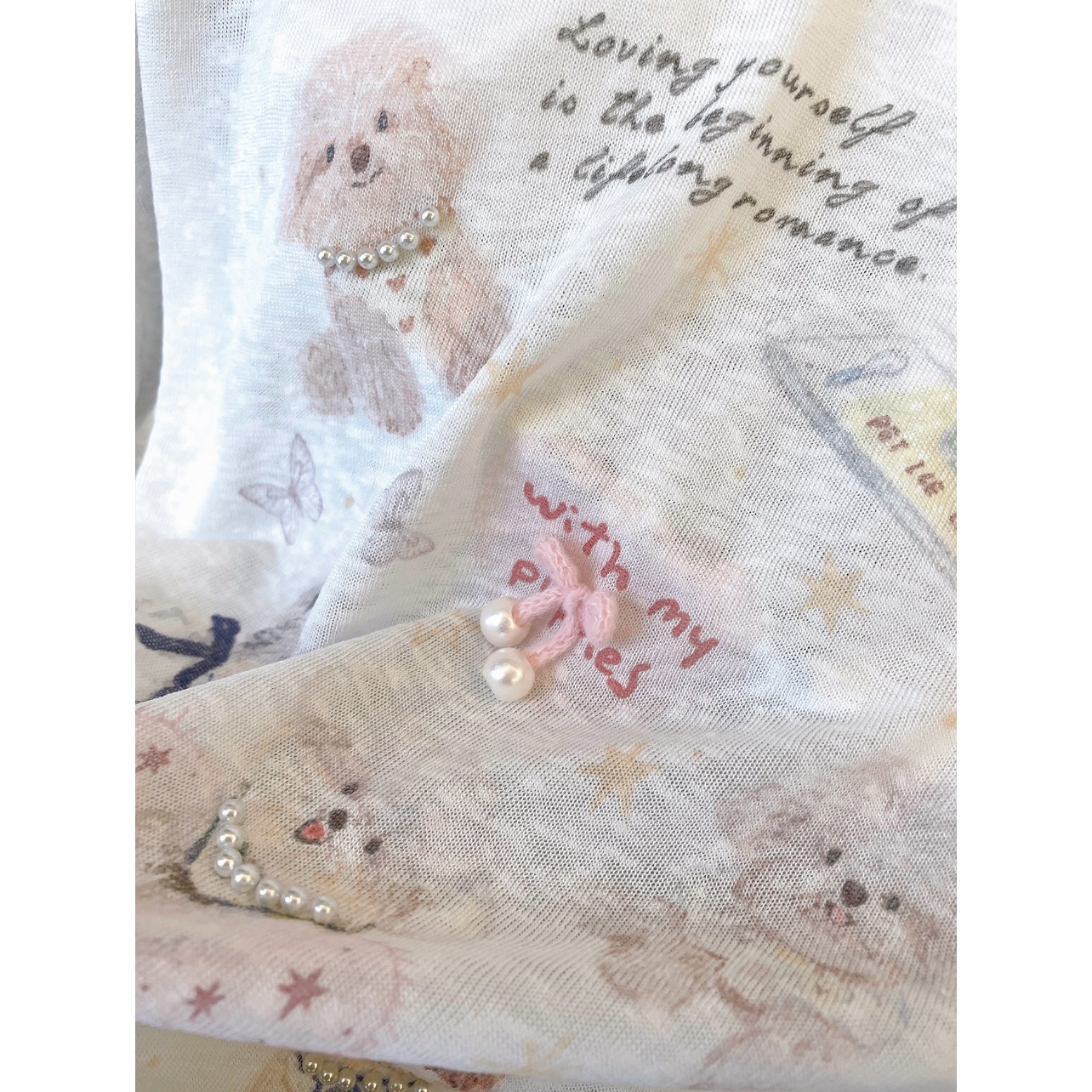 Women's Polyester Summer Lightweight Tee with Beaded Dog Pattern, Sun Protection Cover-up — image 3
