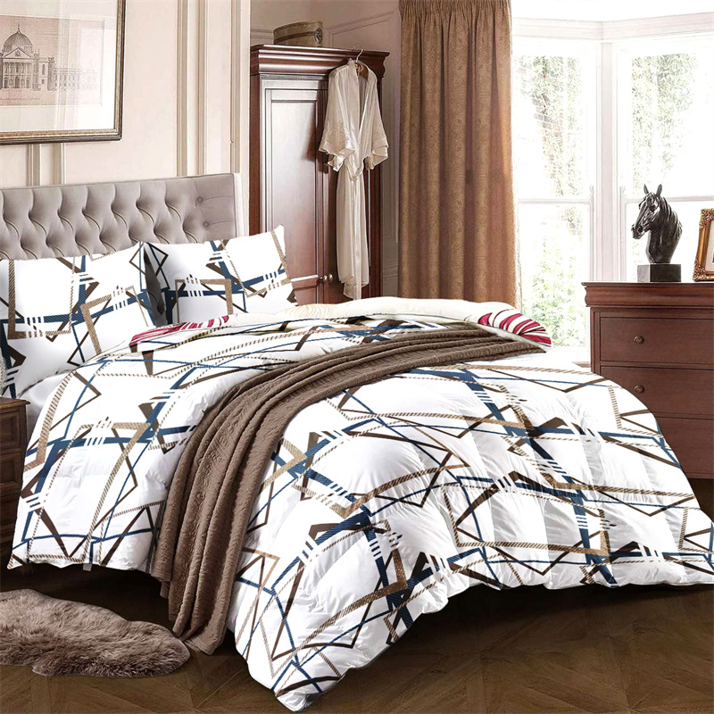 Set de Edredón y Cortinas de 9 Piezas 'Habitación en una Bolsa', Diseño Americano con Estampado Geométrico Moderno, Colcha Gruesa con 6 Paneles de Cortina Personalizables, Apto para Mascotas de Alto Gramaje, Marrón, Azul Marino y Blanco — imagen 8