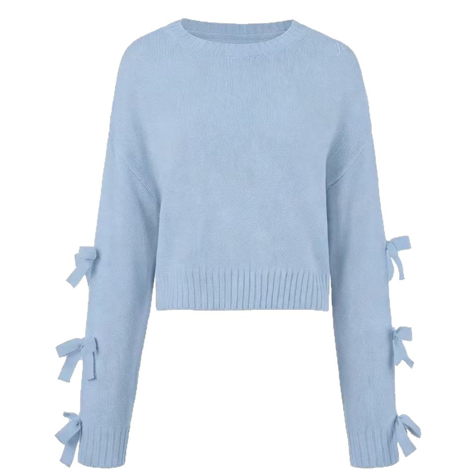 Butterfly Sleeve Short Crop Waist Sweater Women Knit Pullover Women's Clothing Spot Supply — image 6