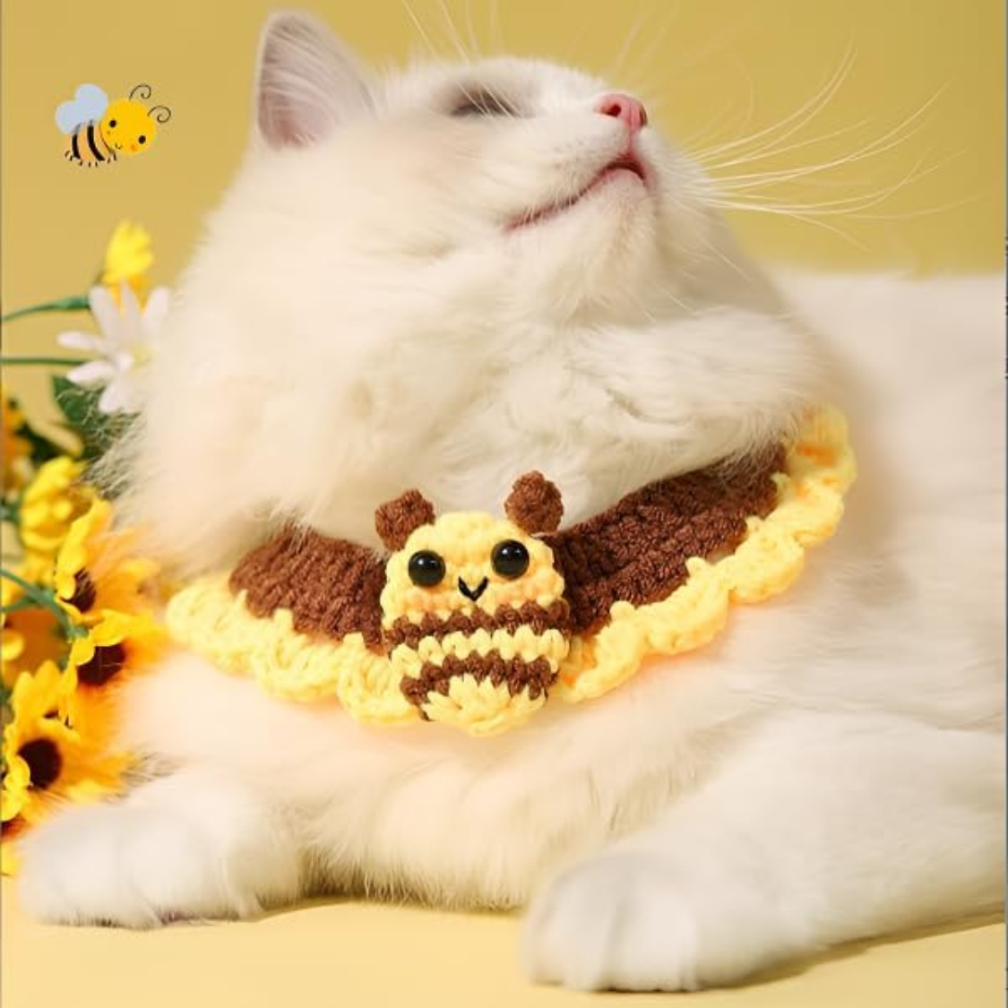 Pañoleta Ajustable para Mascota, Diseño de Abeja, 10in, para Gatos de 2kg — imagen 3