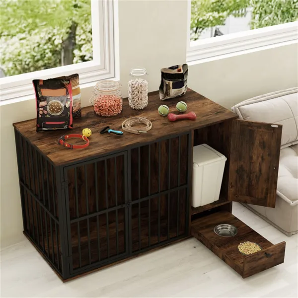 Mesa de Comedor para Perros 2 en 1 con Alimento Automático, Tubo Metálico Resistente a Mordeduras para Canes Pequeños y Medianos — imagen 2