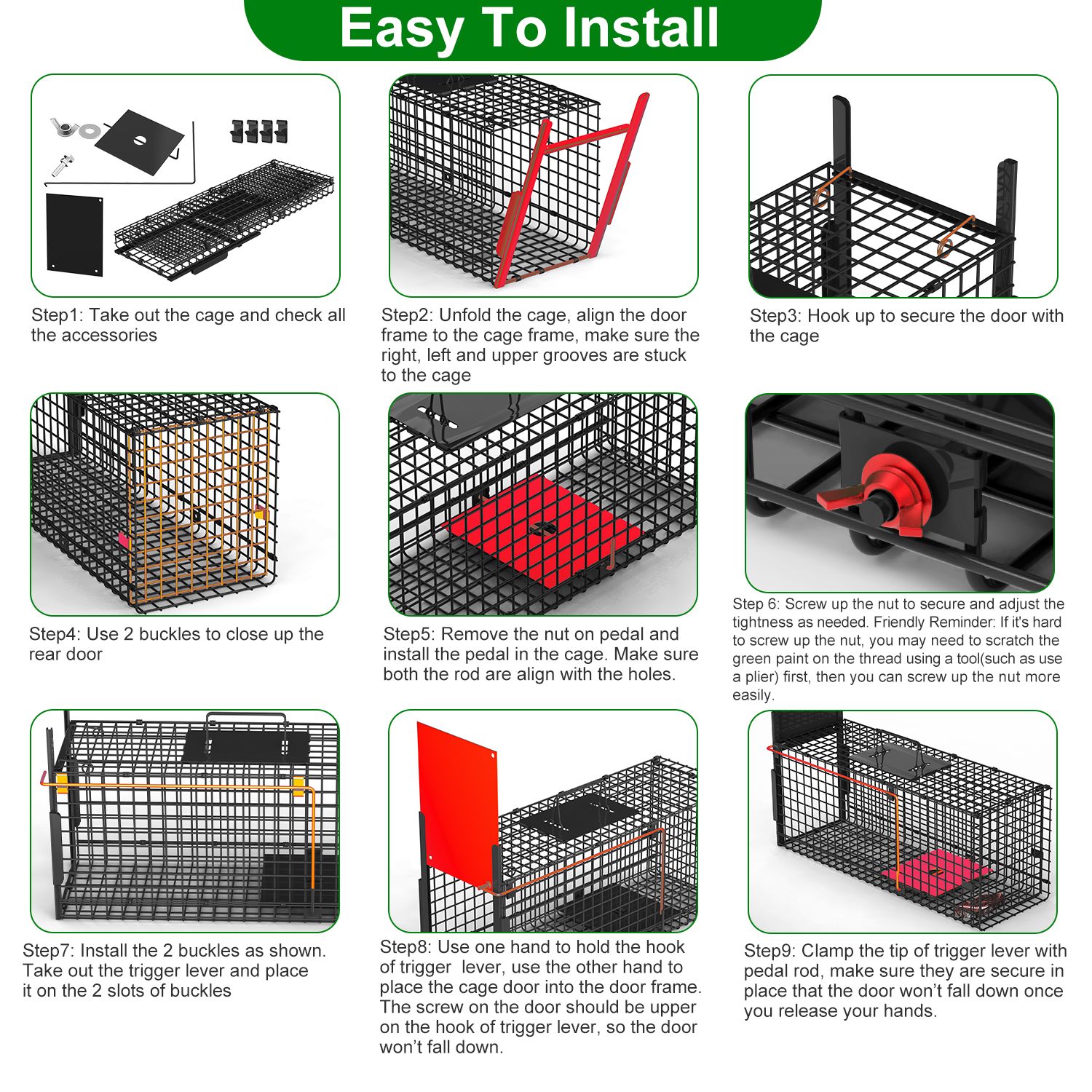 Live Animal Cage Trap For Animals Humane Galvanized Iron Trap Cage For Raccoons Armadillos Foxes Opossums Muskrats Beavers 26in 32in 40in Size Options — image 13